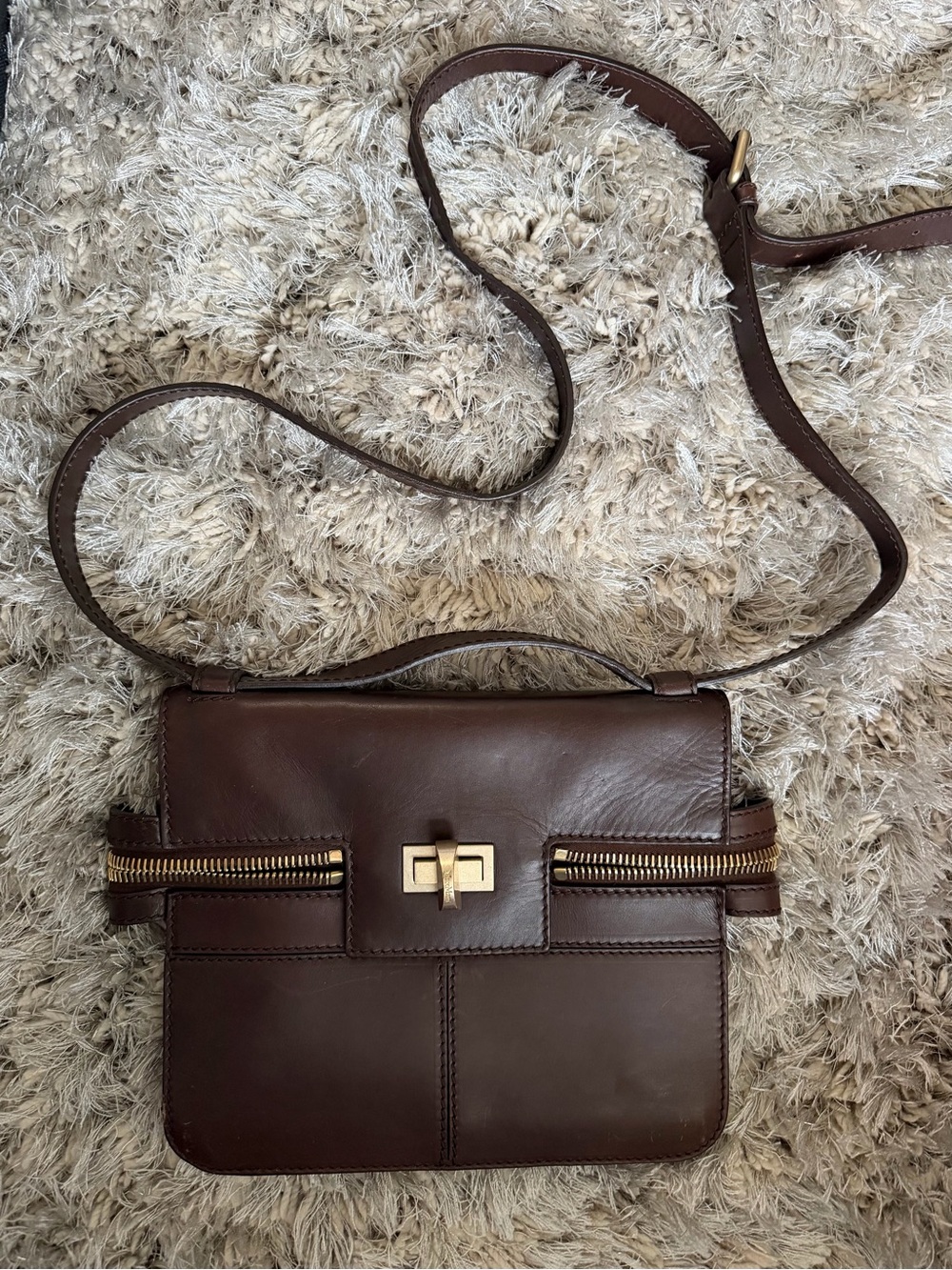 MaxMara Leather Crossbody Bag in Dark Brown - Classic Structured Style
